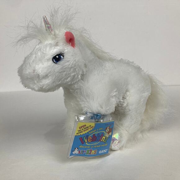 NWT Ganz Webkinz Lil Kinz HS069 White Unicorn Stuffed Animal Plush Unused Code - Picture 1 of 6